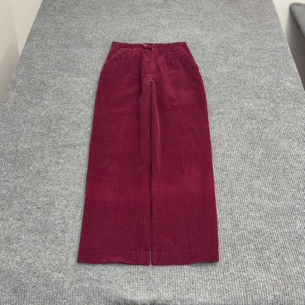 Vintage 212 Exchange Pants Womens 9 Burgundy Cotton Corduroy Wide Leg Retro
